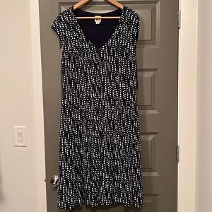 Anne Klein • Black & Beige/Cream dot pattern cap-sleeve dress • Size 14